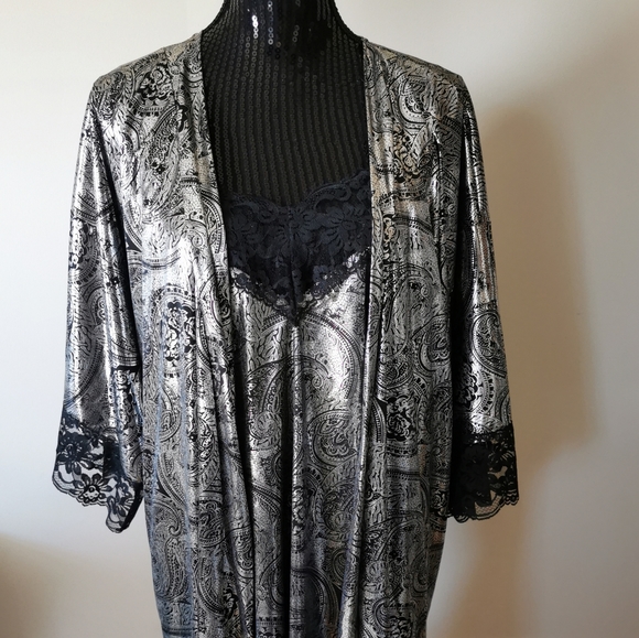 Victoria Stevens Black & Silver Lingerie Set 2XL
